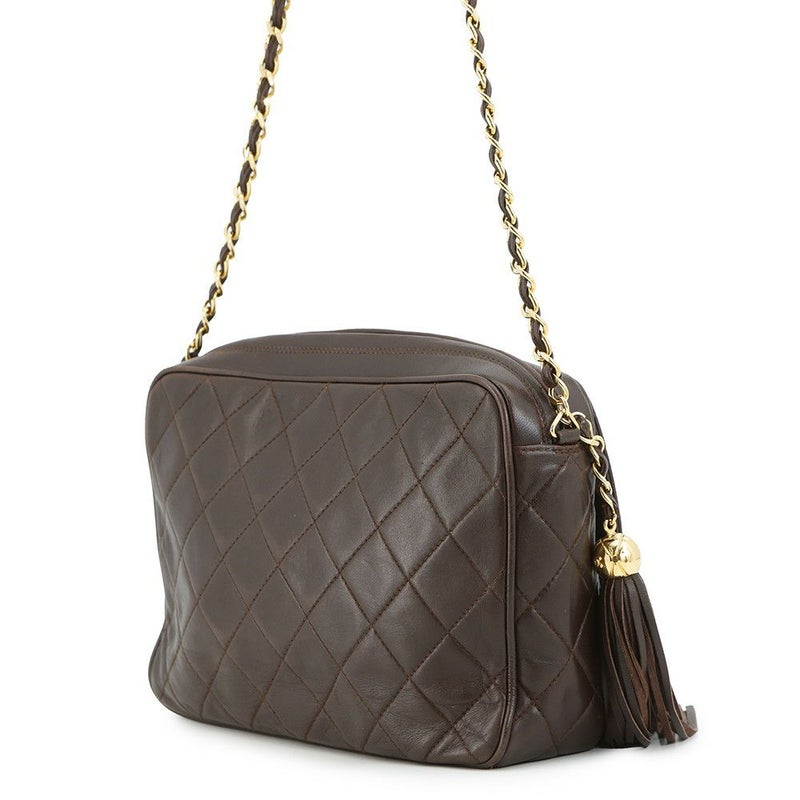 シャネル チェーンショルダーバッグ マトラッセ ココマーク タッセル ラムスキン CHANEL