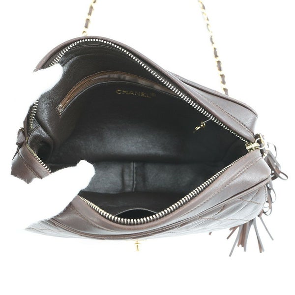 シャネル チェーンショルダーバッグ マトラッセ ココマーク タッセル ラムスキン CHANEL