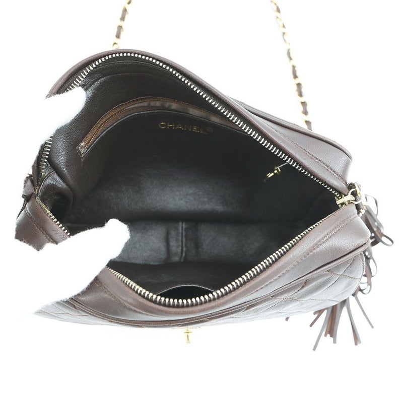 シャネル チェーンショルダーバッグ マトラッセ ココマーク タッセル ラムスキン CHANEL
