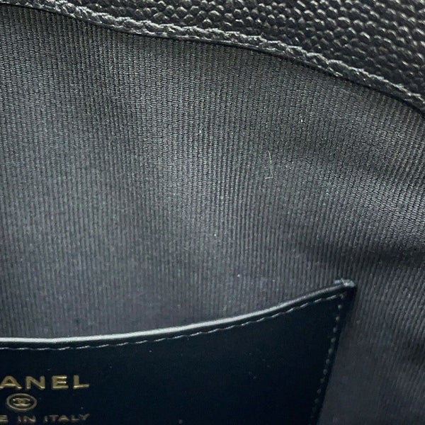 シャネル チェーンショルダーバッグ フェイクパール マトラッセ ココマーク キャビアスキン AP4585 CHANEL 黒