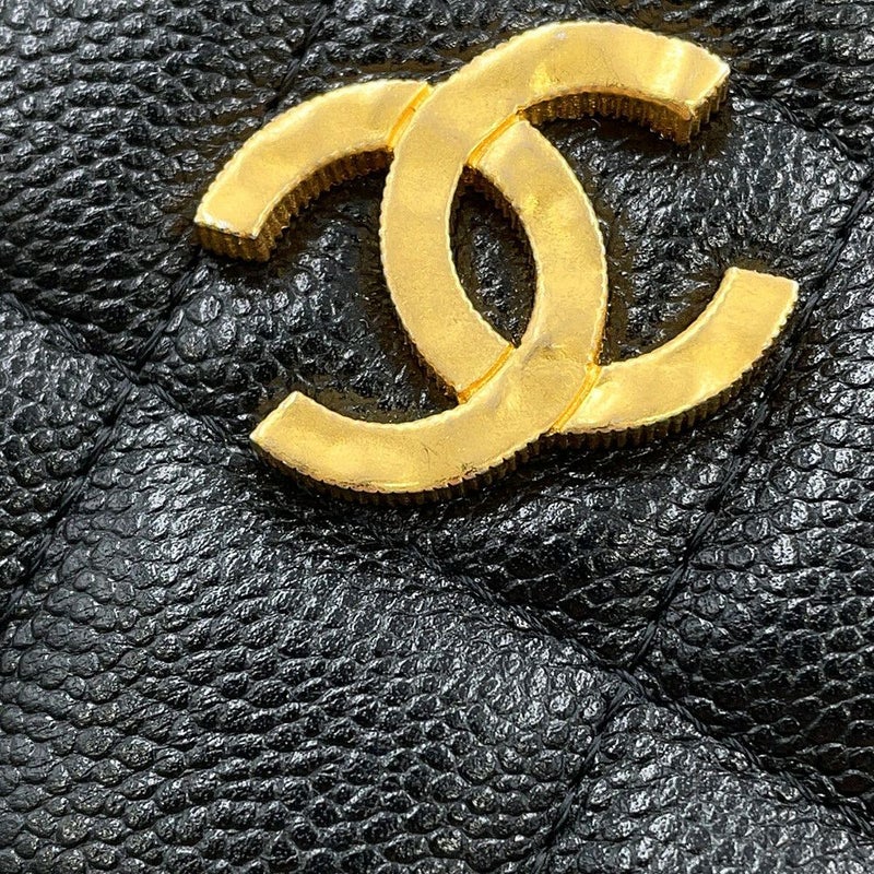 シャネル チェーンショルダーバッグ フェイクパール マトラッセ ココマーク キャビアスキン AP4585 CHANEL 黒
