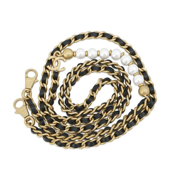 シャネル チェーンショルダーバッグ フェイクパール マトラッセ ココマーク キャビアスキン AP4585 CHANEL 黒