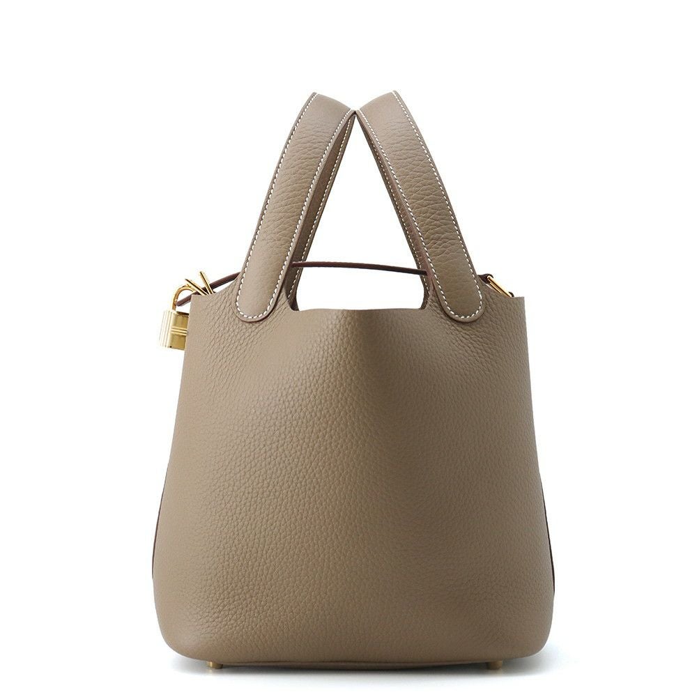 【HERMES/エルメス】 ピコタンロックPM ハンドバッグ トリヨンクレマンス/レザー グレージュ/エトゥープ/シルバー金具 レディース【中古】【真子質店】【BL】【MoIxx】 HERMES/エルメス】 ピコタンロックPM ハンドバッグ トリヨンクレマンス
