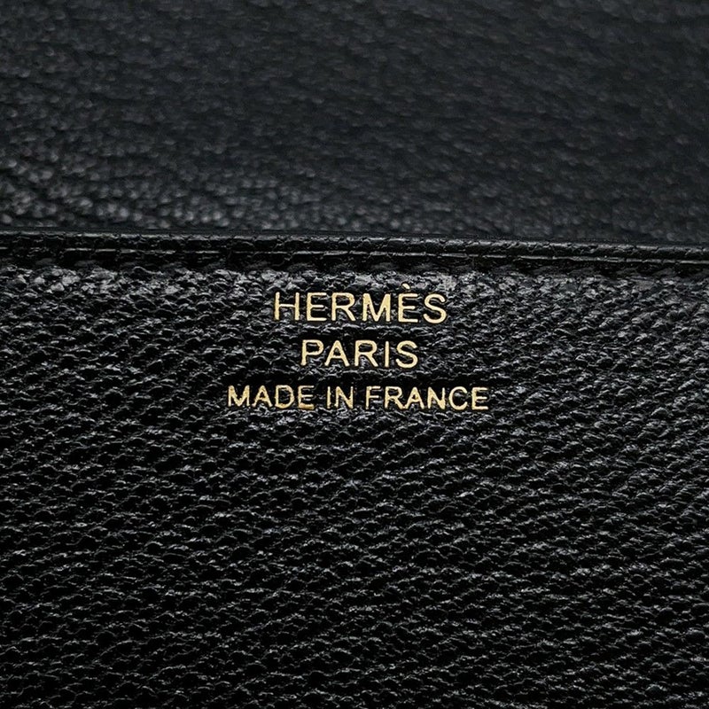 エルメス 財布 ロウリス ルリ スリム ブラック/ゴールド金具 シェブルミゾル U刻印 黒