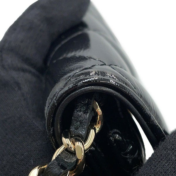 シャネル チェーンウォレット スモール チェーンクラッチ リボン シャイニーラムスキン AP4466 CHANEL 財布 黒