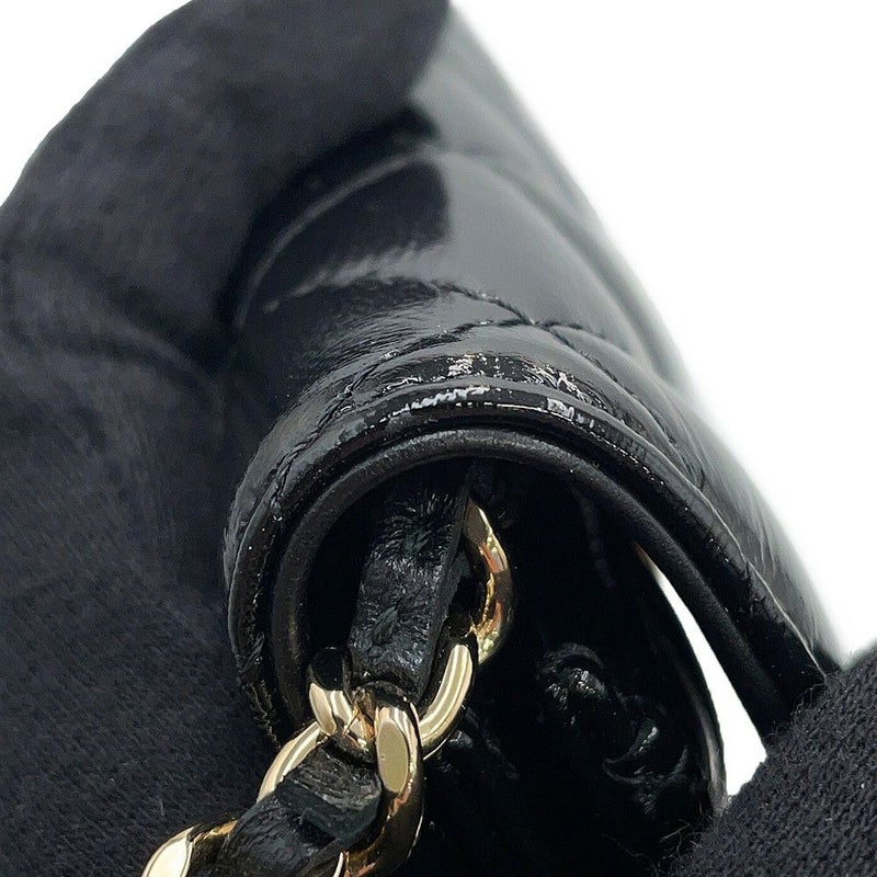 シャネル チェーンウォレット スモール チェーンクラッチ リボン シャイニーラムスキン AP4466 CHANEL 財布 黒