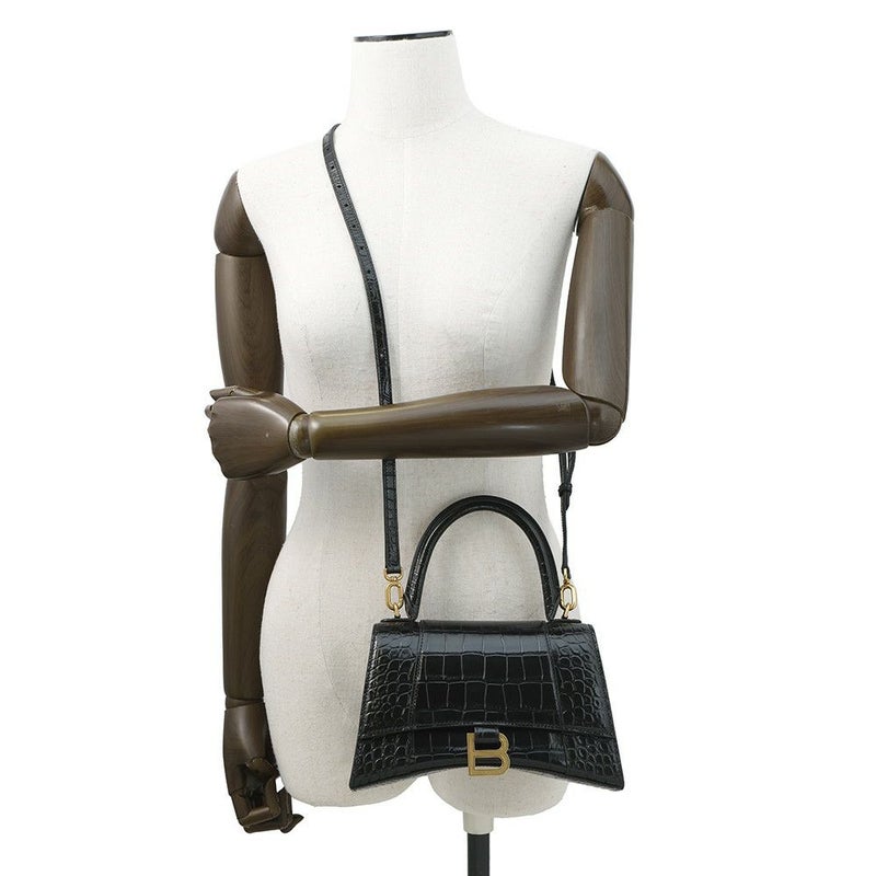 バレンシアガ ハンドバッグ アワーグラス Hourglass スモール レザー 593546 BALENCIAGA  2way 黒