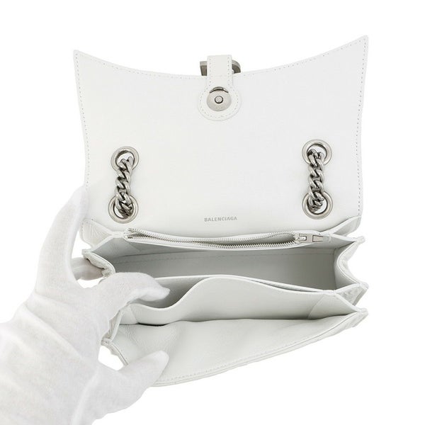 バレンシアガ チェーンショルダーバッグ クラッシュ Crush スモール レザー 716351 BALENCIAGA 白