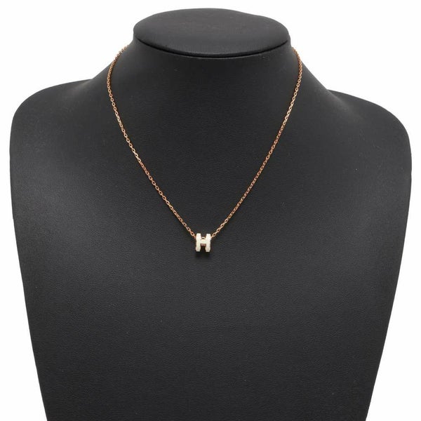 エルメス ネックレス ミニ・ポップアッシュ ホワイト/ピンクゴールド金具 HERMES アクセサリー