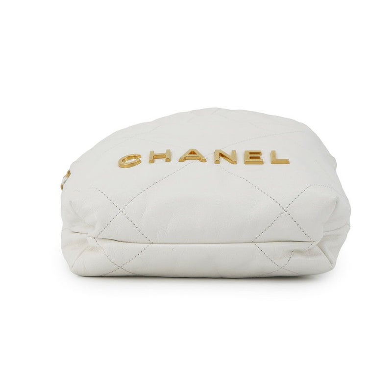 シャネル ハンドバッグ CHANEL 22 ミニ ココマーク シャイニーカーフレザー AS3980 CHANEL 2way 白