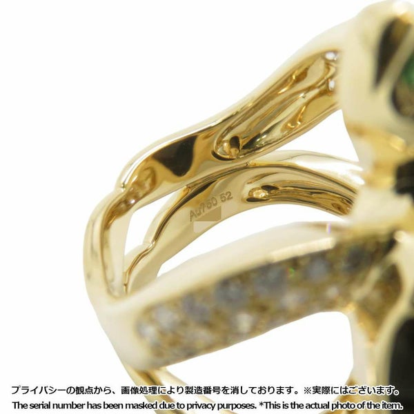 ブシュロン リング トルチュ タイガーアイ ダイヤモンド エメラルド K18YGイエローゴールド サイズ52 タートル 亀 指輪