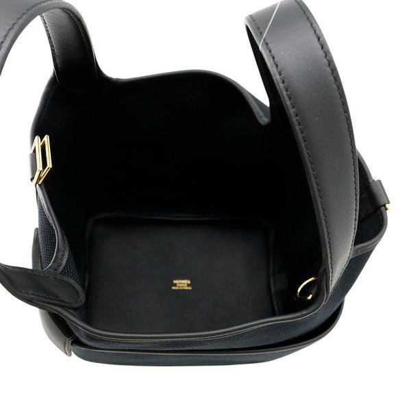 エルメス ハンドバッグ ピコタンロックPM カーゴ ブルーマリン/ブラック/ゴールド金具 トワルゴエラン/スイフト U刻印