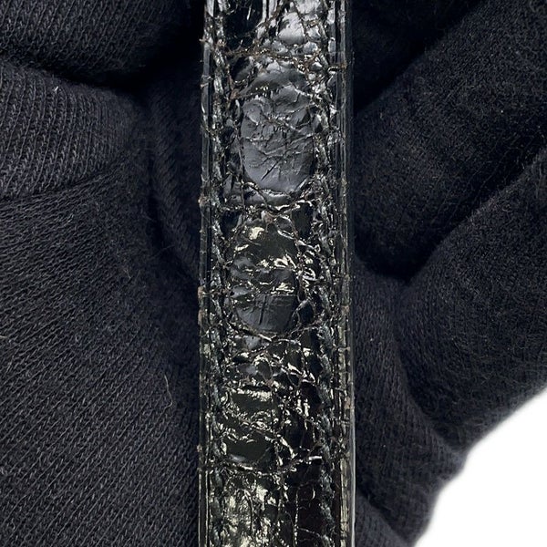 エルメス ハンドバッグ ケリー28 外縫い ブラック/ゴールド金具 アリゲーターシャイン 〇V刻印 2wayショルダー 黒