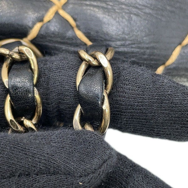 シャネル チェーンショルダーバッグ マトラッセ ココマーク ワイルドステッチ ダブルチェーン ラムスキン CHANEL 黒