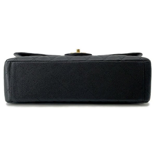 シャネル チェーンショルダーバッグ マトラッセ34 ココマーク マキシ ダブルフラップ Wチェーン A58601 デカマト 黒