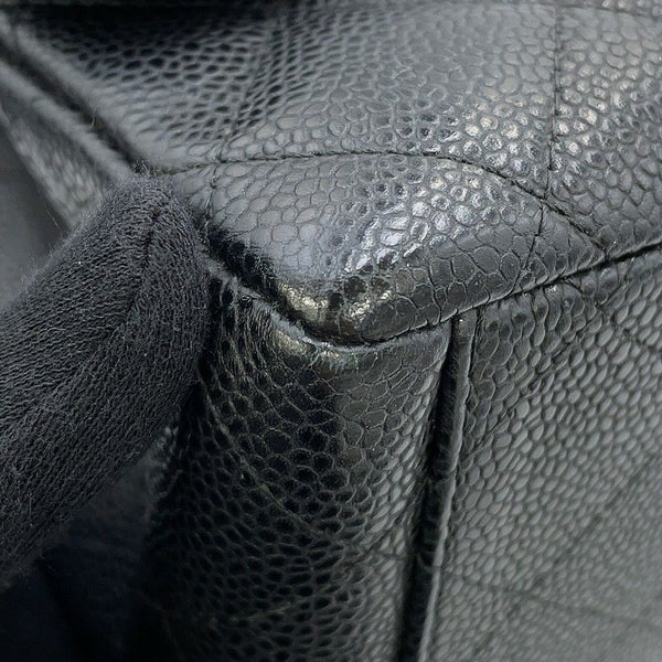 シャネル チェーンショルダーバッグ マトラッセ34 ココマーク マキシ ダブルフラップ Wチェーン A58601 デカマト 黒