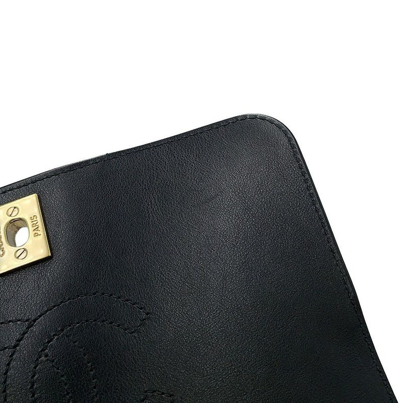 シャネル チェーンショルダーバッグ Vステッチ シェブロン ラムスキン CHANEL 黒