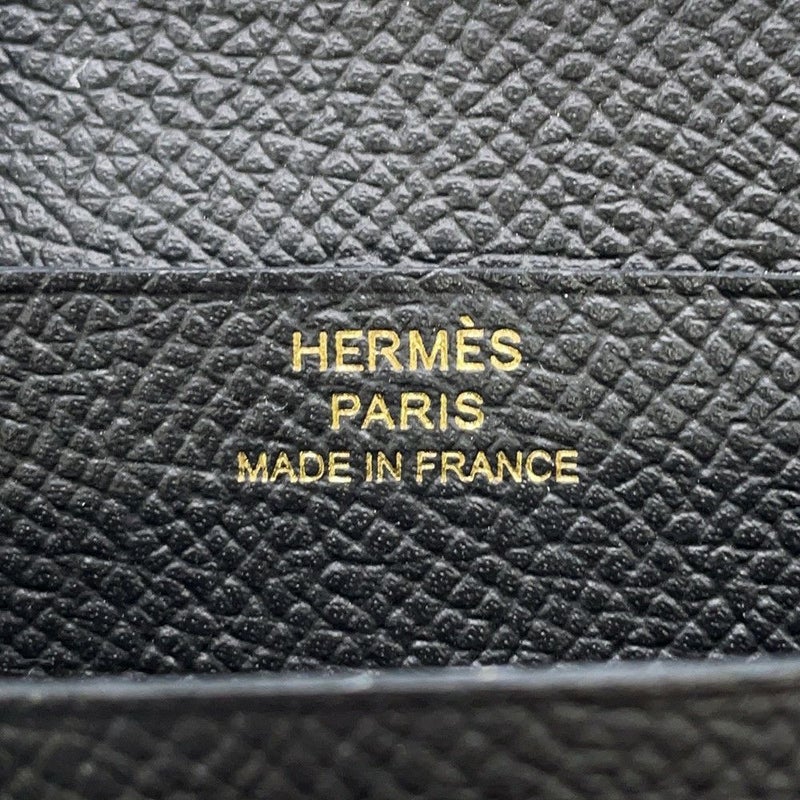 エルメス 二つ折り財布 ベアンコンパクト ブラック/ゴールド金具 エプソン W刻印 HERMES 財布 黒