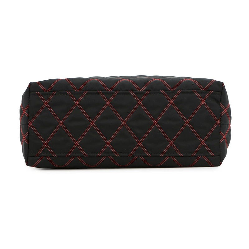 プラダ トートバッグ ロゴ キルティング ナイロン サフィアーノレザー 1BG085 PRADA 黒