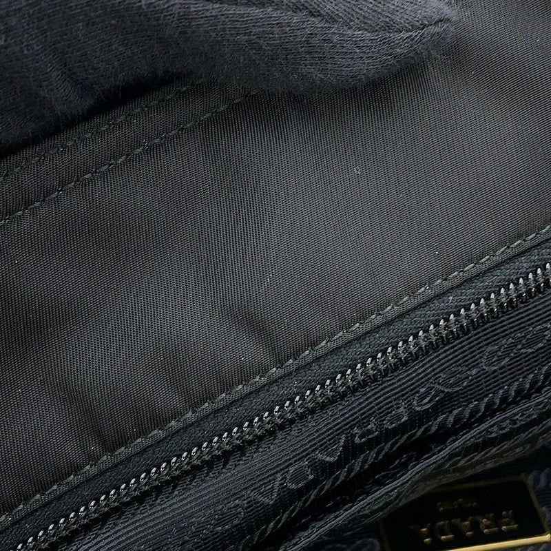 プラダ トートバッグ ロゴ キルティング ナイロン サフィアーノレザー 1BG085 PRADA 黒