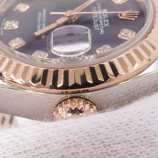 ロレックス レディ デイトジャスト 279171G ランダムシリアル ルーレット 10Pダイヤ オーベルジーヌ文字盤