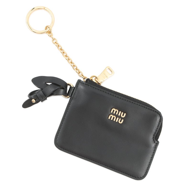 ミュウミュウ コインケース キーリング付き レザー 5TL508 Miu Miu 黒