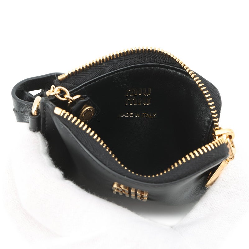 ミュウミュウ コインケース キーリング付き レザー 5TL508 Miu Miu 黒
