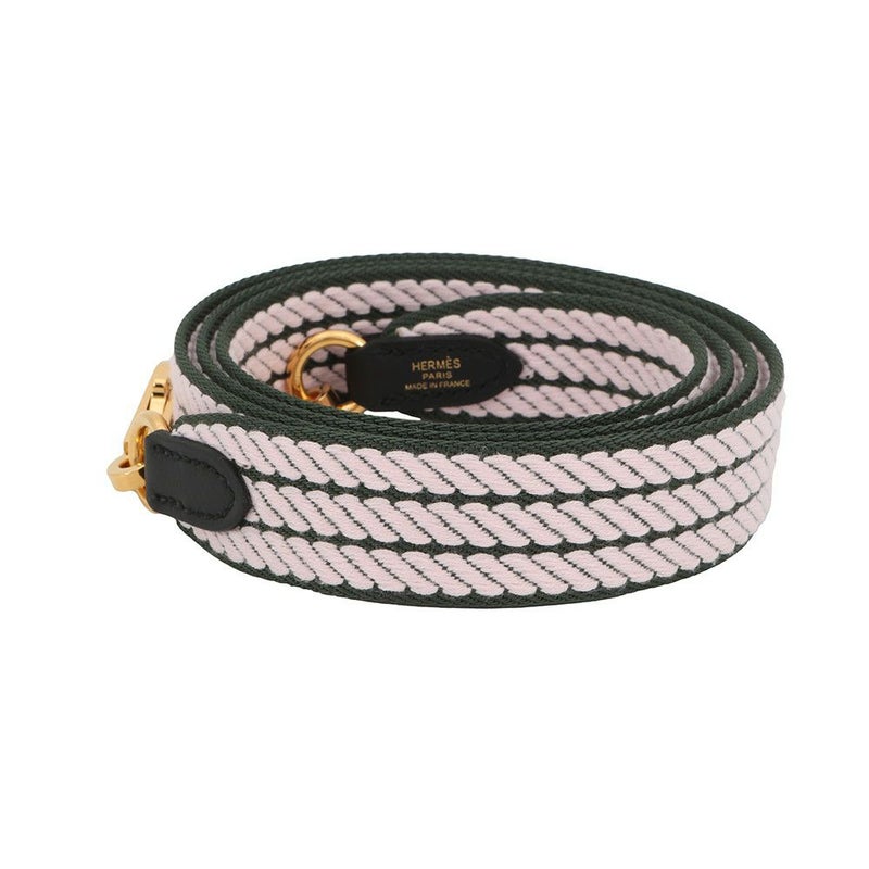 エルメス ショルダーストラップ バンドリエール サングル コルダージュ ヴェールフォンセ/ブラック/ローズダーリン/ゴールド金具 W刻印