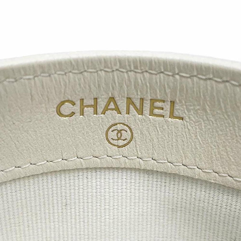シャネル カードケース クラシック マトラッセ ココマーク キャビアスキン AP0213 CHANEL 定期入れ 名刺入れ パスケース 白