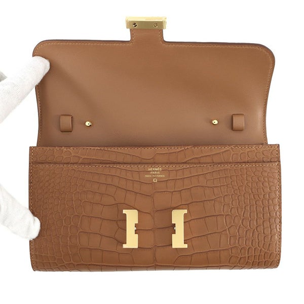 エルメス 長財布 コンスタンス トゥーゴー ロング ゴールド/ゴールド金具 アリゲーターマット W刻印