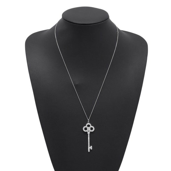 ティファニー ネックレス クラウン キー ラージ ネックレス パヴェ ダイヤモンド 計0.64ct Pt950プラチナ GRP11583 ペンダント