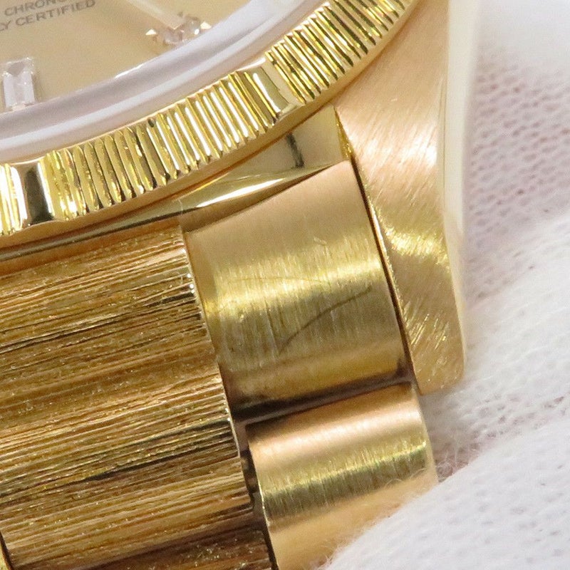 ロレックス デイデイト K18YG 10Pダイヤ Y番 18248G ウォッチ シャンパンゴールド文字盤 バーク仕上げ