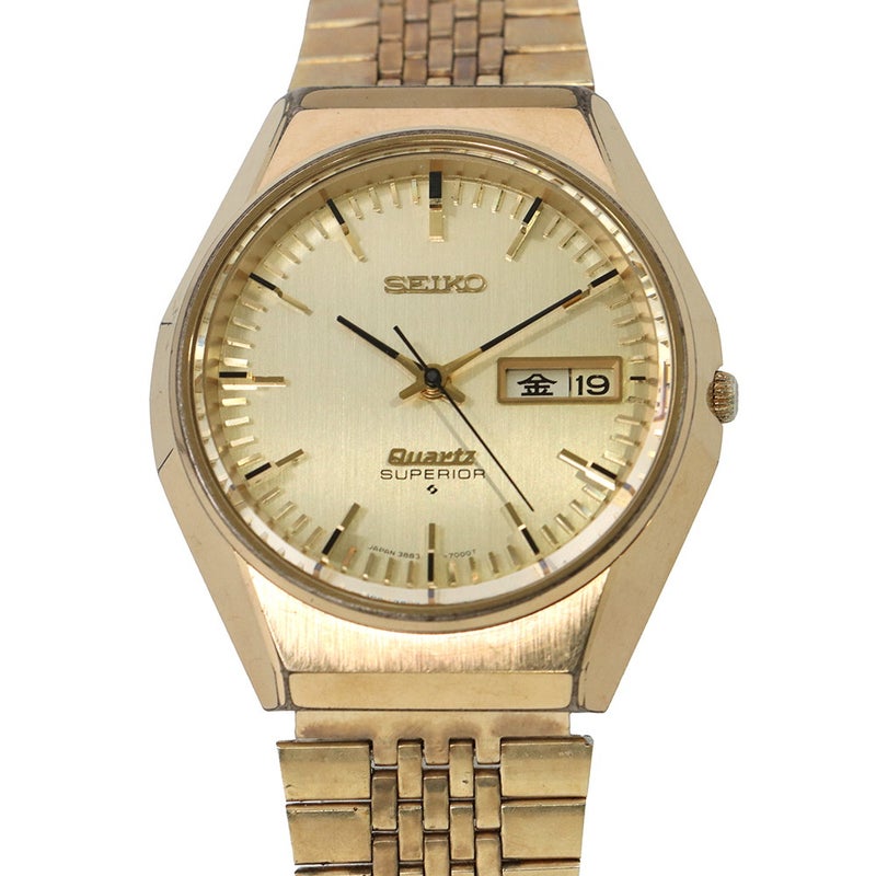 セイコー スーペリア デイデイト 3883-7000 SEIKO 腕時計 クォーツ シャンパンゴールド文字盤 アンティーク