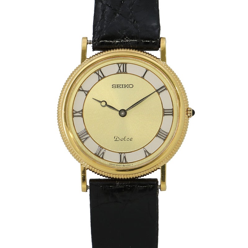 セイコー ドルチェ K18YGイエローゴールド 8N40-6040 SEIKO 腕時計 クォーツ ゴールド文字盤 アンティーク