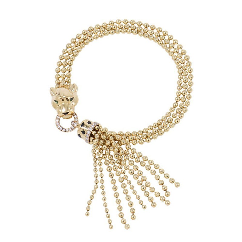 カルティエ ブレスレット パンテール ドゥ ツァボライトガーネット/オニキス/ダイヤモンド 38P 計0.26ct K18YG サイズ16 N6709916