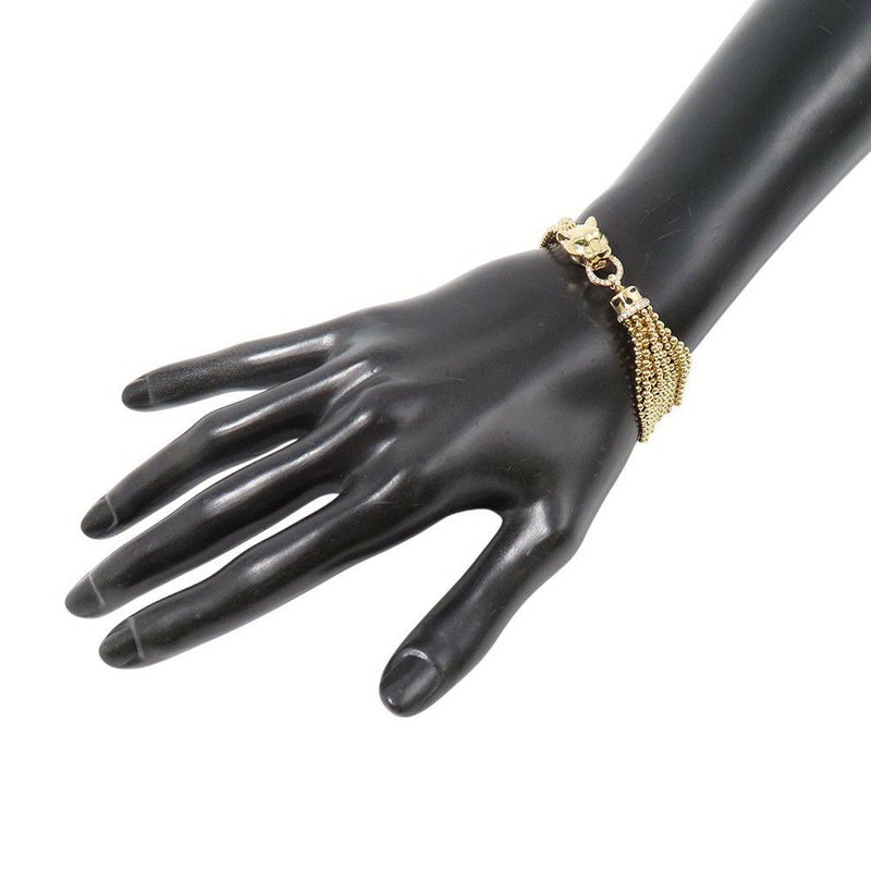 カルティエ ブレスレット パンテール ドゥ ツァボライトガーネット/オニキス/ダイヤモンド 38P 計0.26ct K18YG サイズ16 N6709916