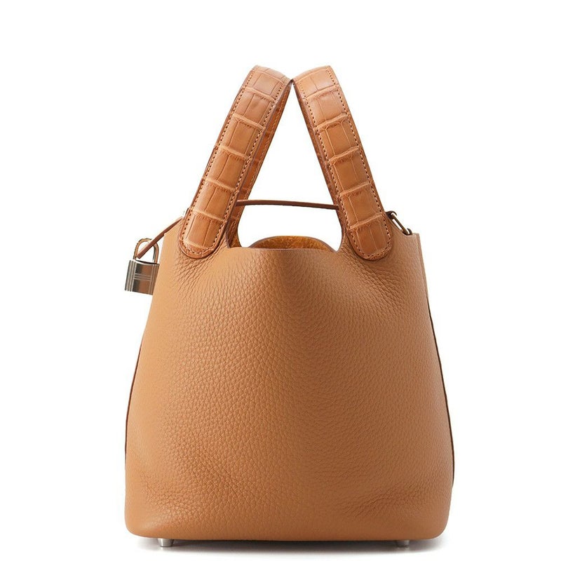 エルメス ハンドバッグ ピコタンロックPM タッチ ゴールド/シルバー金具 トリヨンクレマンス/アリゲーターマット K刻印