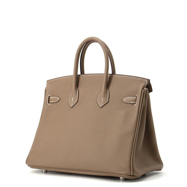 エルメス バーキン25 エトゥープ/シルバー金具 トゴ C刻印 HERMES Birkin ハンドバッグ