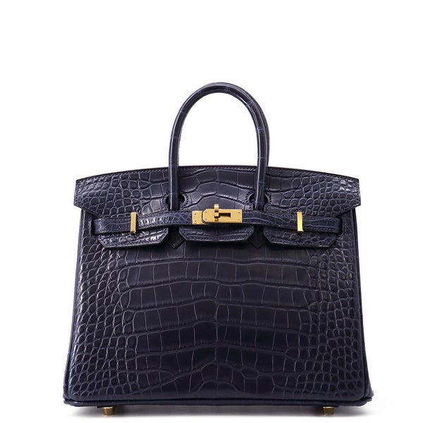 エルメス バーキン25 ブルーインディゴ/ゴールド金具 アリゲーターマット Y刻印 HERMES Birkin ハンドバッグ