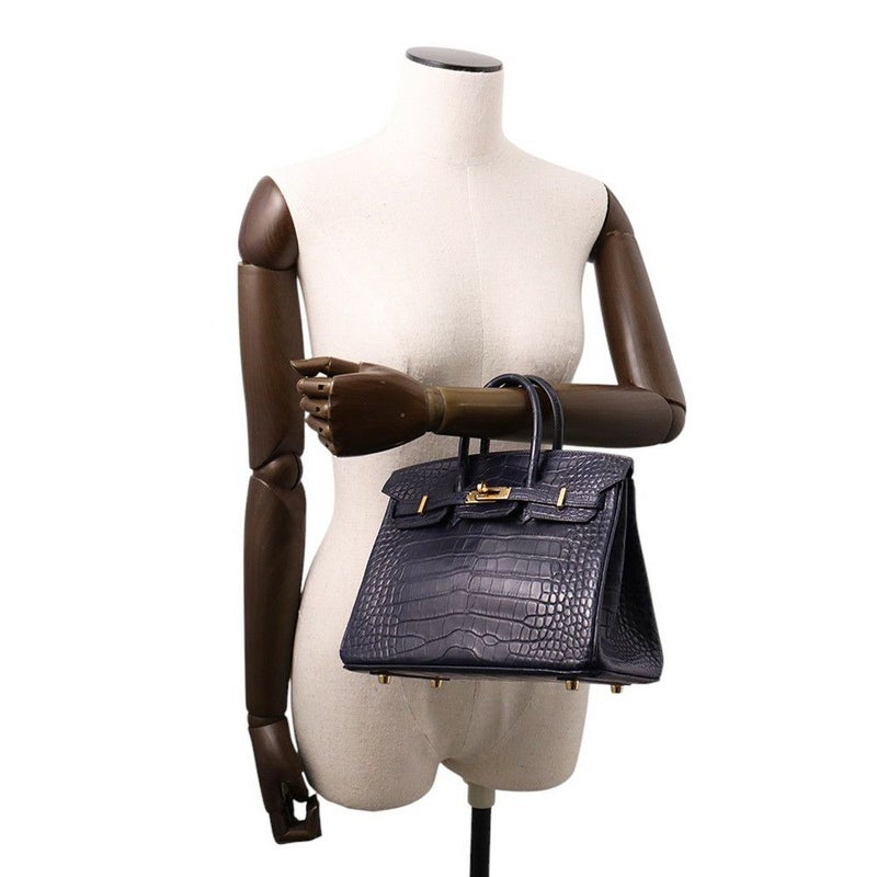 エルメス バーキン25 ブルーインディゴ/ゴールド金具 アリゲーターマット Y刻印 HERMES Birkin ハンドバッグ