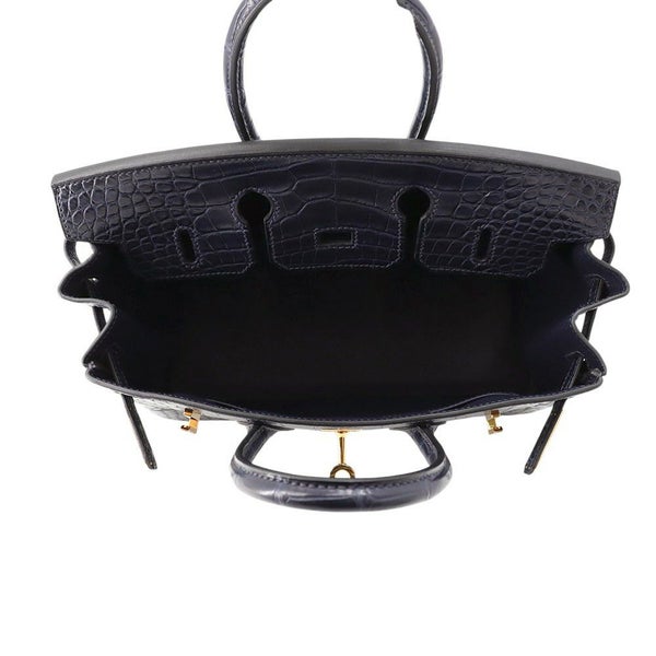 エルメス バーキン25 ブルーインディゴ/ゴールド金具 アリゲーターマット Y刻印 HERMES Birkin ハンドバッグ