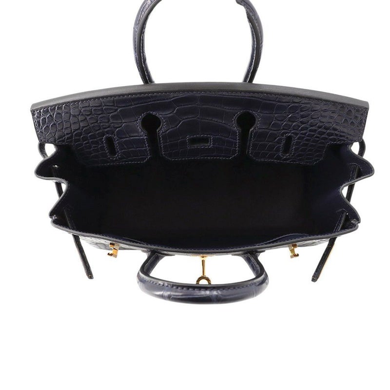 エルメス バーキン25 ブルーインディゴ/ゴールド金具 アリゲーターマット Y刻印 HERMES Birkin ハンドバッグ