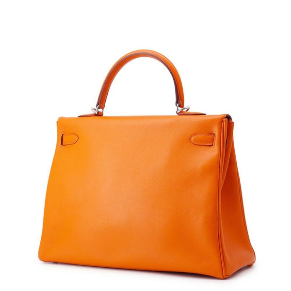 エルメス ハンドバッグ ケリー35 内縫い オレンジ/シルバー金具 スイフト □I刻印 2wayショルダー