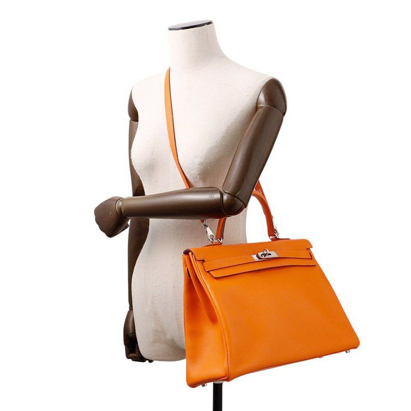 エルメス ハンドバッグ ケリー35 内縫い オレンジ/シルバー金具 スイフト □I刻印 2wayショルダー