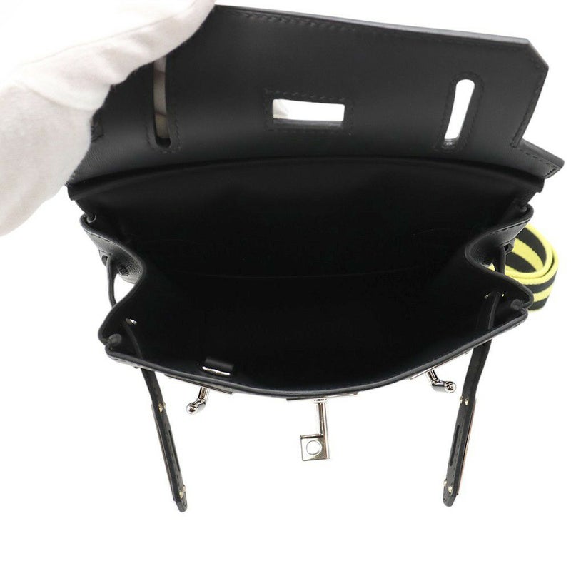 エルメス ボディバッグ ケリー アッカドPM ブラック/ニューライム/シルバー金具 トワルオフィシェ/スイフト K刻印 メンズ 黒