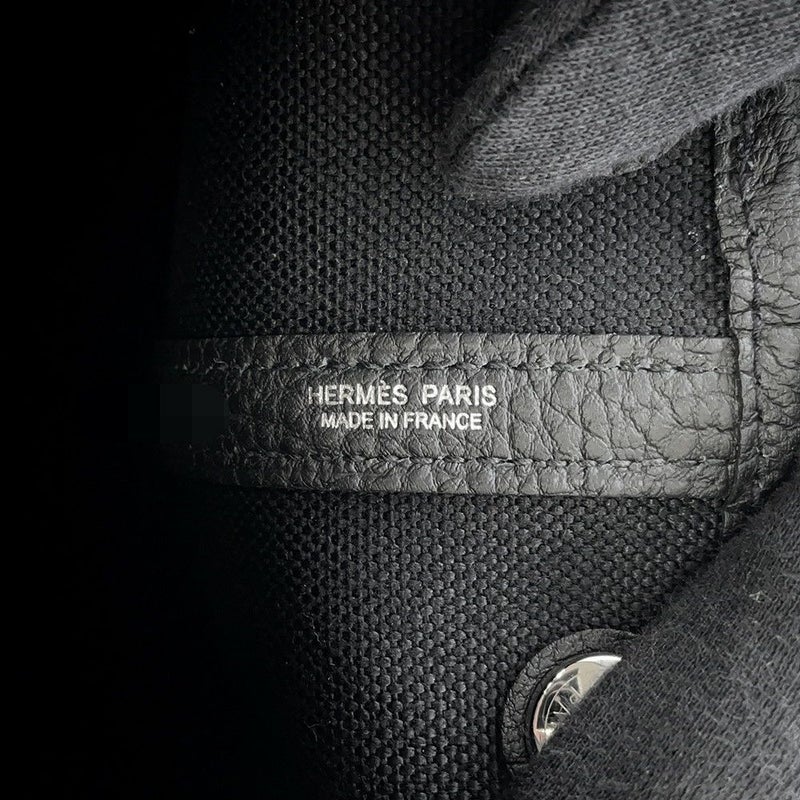 エルメス トートバッグ ガーデンパーティTPM ブラック/シルバー金具 トワルアッシュ/ネゴンダ K刻印 黒