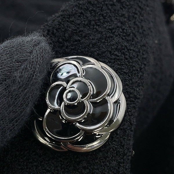シャネル ジャケット ノーカラー カメリアボタン ウール レディースサイズ44 P52753 CHANEL アウター 黒