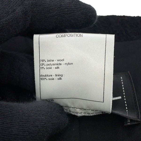 シャネル ジャケット ノーカラー カメリアボタン ウール レディースサイズ44 P52753 CHANEL アウター 黒