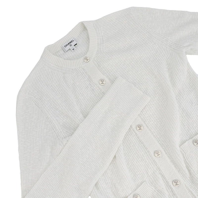 シャネル カーディガン ココビーチ ココボタン コットン レディースサイズ36 P78600 CHANEL 白