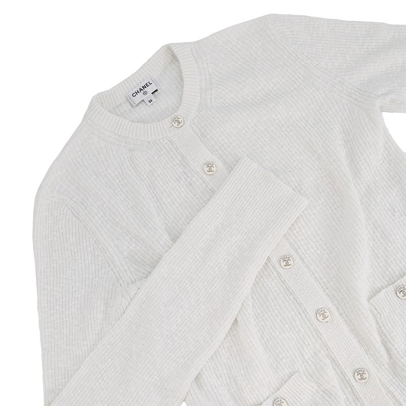 シャネル カーディガン ココビーチ ココボタン コットン レディースサイズ36 P78600 CHANEL 白